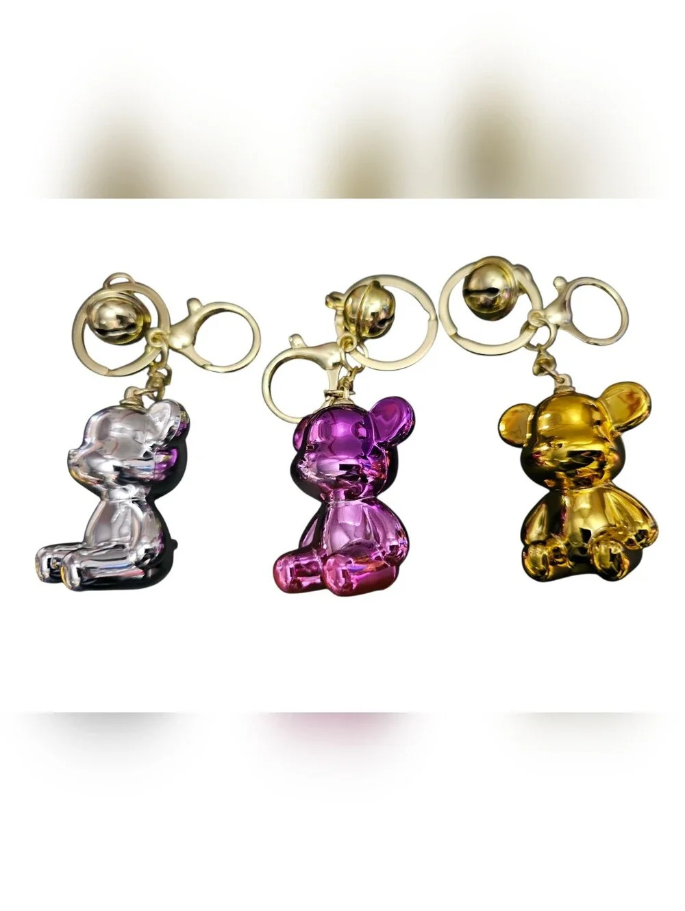 Metallic (Pick 1) Bear Keychain / Bag Charm – Silver, Purple, Gold NWOT